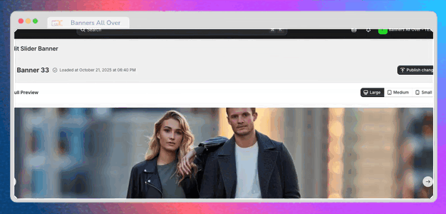 Banner placement controls showing multiple location options